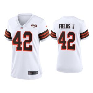 Women Tony Fields II Cleveland Browns White 1946 Collection Alternate Game Jersey