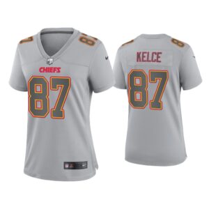 Women Travis Kelce Kansas City Chiefs Gray Atmosphere Fashion Game Jersey