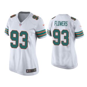 Women Trey Flowers Miami Dolphins White Throwback Game Jersey