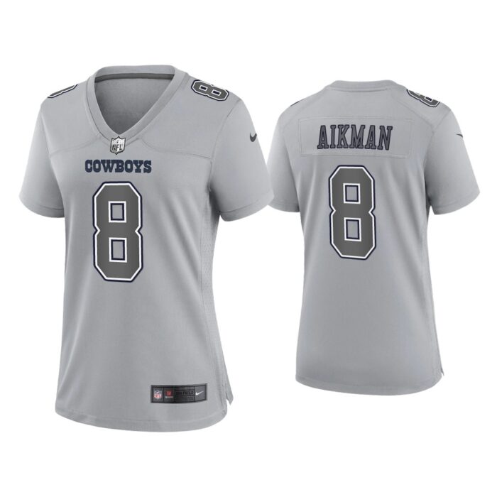 Women Troy Aikman Dallas Cowboys Gray Atmosphere Fashion Game Jersey