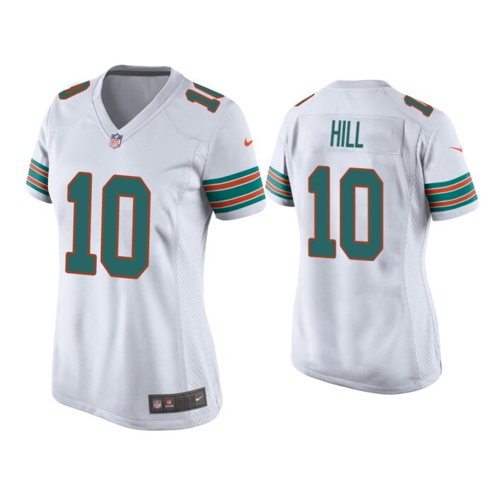 Women Tyreek Hill Miami Dolphins White Throwback Game Jersey