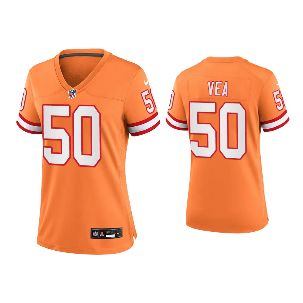 Women Vita Vea Tampa Bay Buccaneers Orange Throwback Game Jersey