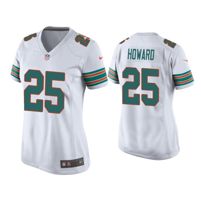 Women Xavien Howard Miami Dolphins White Throwback Game Jersey