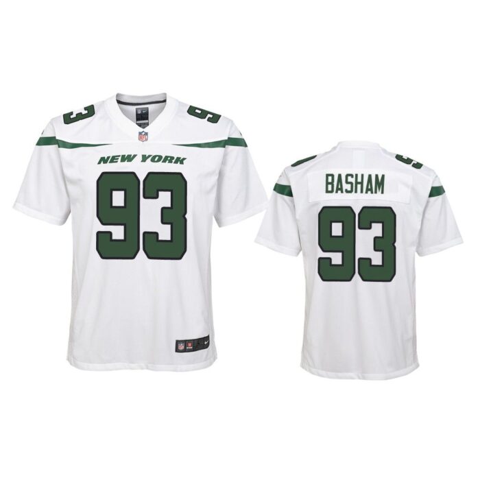 Youth 2019 Tarell Basham #93 New York Jets White Game Jersey