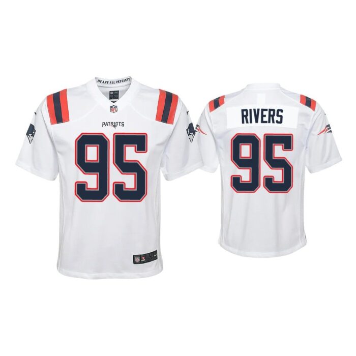 Youth 2020 Derek Rivers New England Patriots White Game Jersey