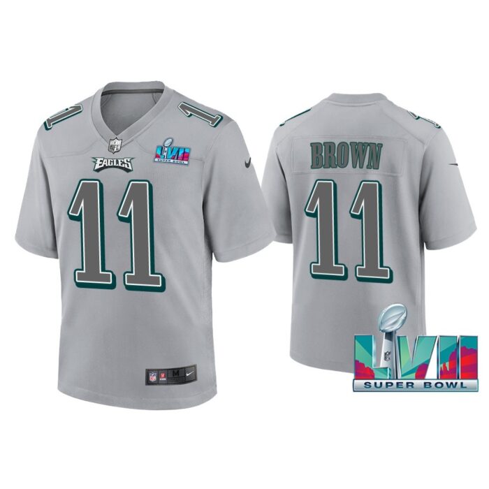 Youth A.J. Brown Philadelphia Eagles Super Bowl LVII Gray Atmosphere Jersey