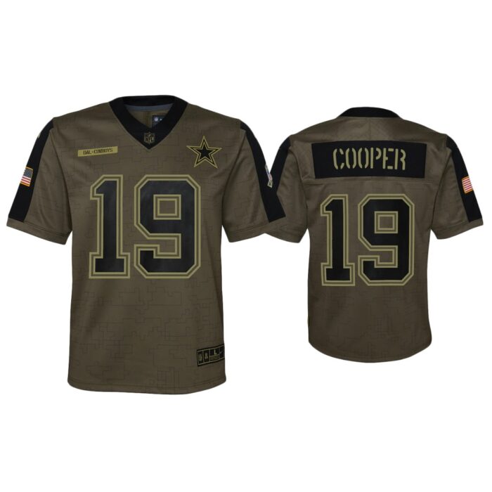 Youth Amari Cooper Dallas Cowboys Olive 2021 Salute To Service Game Jersey