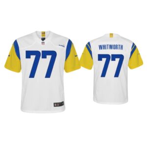 Youth Andrew Whitworth Los Angeles Rams White Alternate Game Jersey