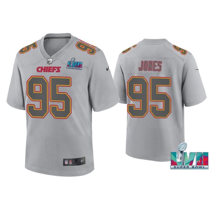 Youth Chris Jones Kansas City Chiefs Super Bowl LVII Gray Atmosphere Jersey