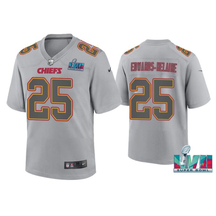 Youth Clyde Edwards-Helaire Kansas City Chiefs Super Bowl LVII Gray Atmosphere Jersey