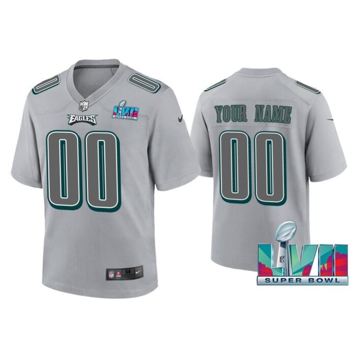 Youth Custom Philadelphia Eagles Super Bowl LVII Gray Atmosphere Jersey