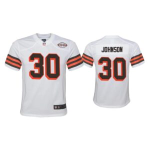 Youth D'Ernest Johnson Cleveland Browns White 1946 Collection Alternate Game Jersey