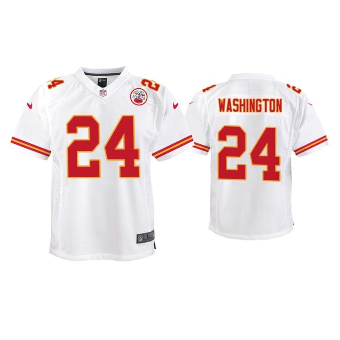 Youth DeAndre Washington Kansas City Chiefs White Game Jersey