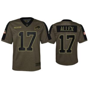 Youth Josh Allen Buffalo Bills Olive 2021 Salute To Service Game Jersey