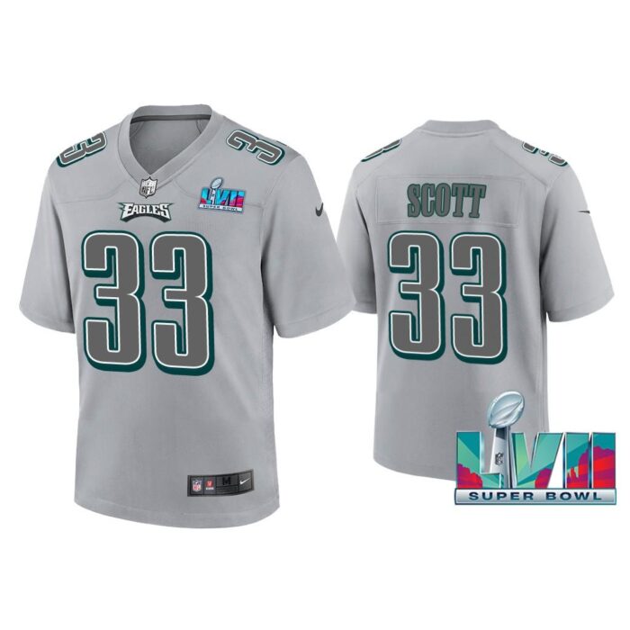 Youth Josiah Scott Philadelphia Eagles Super Bowl LVII Gray Atmosphere Jersey