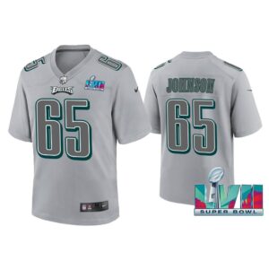 Youth Lane Johnson Philadelphia Eagles Super Bowl LVII Gray Atmosphere Jersey