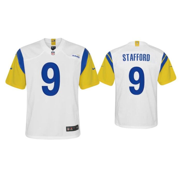 Youth Matthew Stafford Los Angeles Rams White Alternate Game Jersey