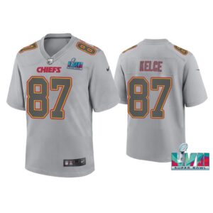 Youth Travis Kelce Kansas City Chiefs Super Bowl LVII Gray Atmosphere Jersey