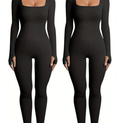 Women's Yoga Sports Fitness Jumpsuit Workout Long Sleeve Square Collar Clothing 4 08e5f67e 628f 46eb a3ef 2cfa00fbeb2c