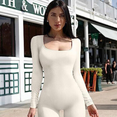 Women's Yoga Sports Fitness Jumpsuit Workout Long Sleeve Square Collar Clothing 5 0c3a122a cbd7 4e1a 9b81 7b9e5ccee655