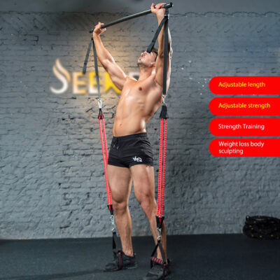 Body Workout Trainer Bar with Resistance Bands Rubber Buckles 2 619049938494