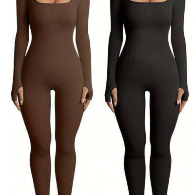 Women's Yoga Sports Fitness Jumpsuit Workout Long Sleeve Square Collar Clothing 7 89eefe68 660f 4f14 b63c 7b288f7712aa