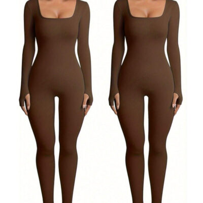 Women's Yoga Sports Fitness Jumpsuit Workout Long Sleeve Square Collar Clothing 6 8c158ee1 cbbf 4bc3 a406 8b8c5d41dcb1